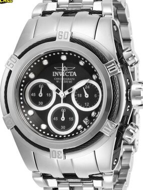 Woman’s Invicta, Silver Tone Bracelet Watch with Black Dial